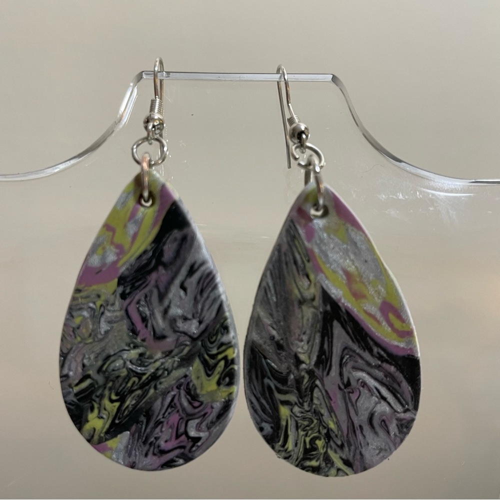 handmade clay teardrop earrings